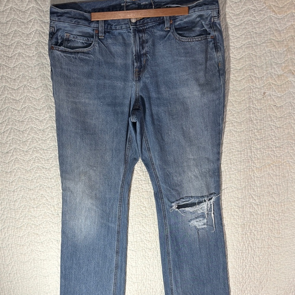 Old Navy Womens Boot Cut Jeans - Light Blue Distressed